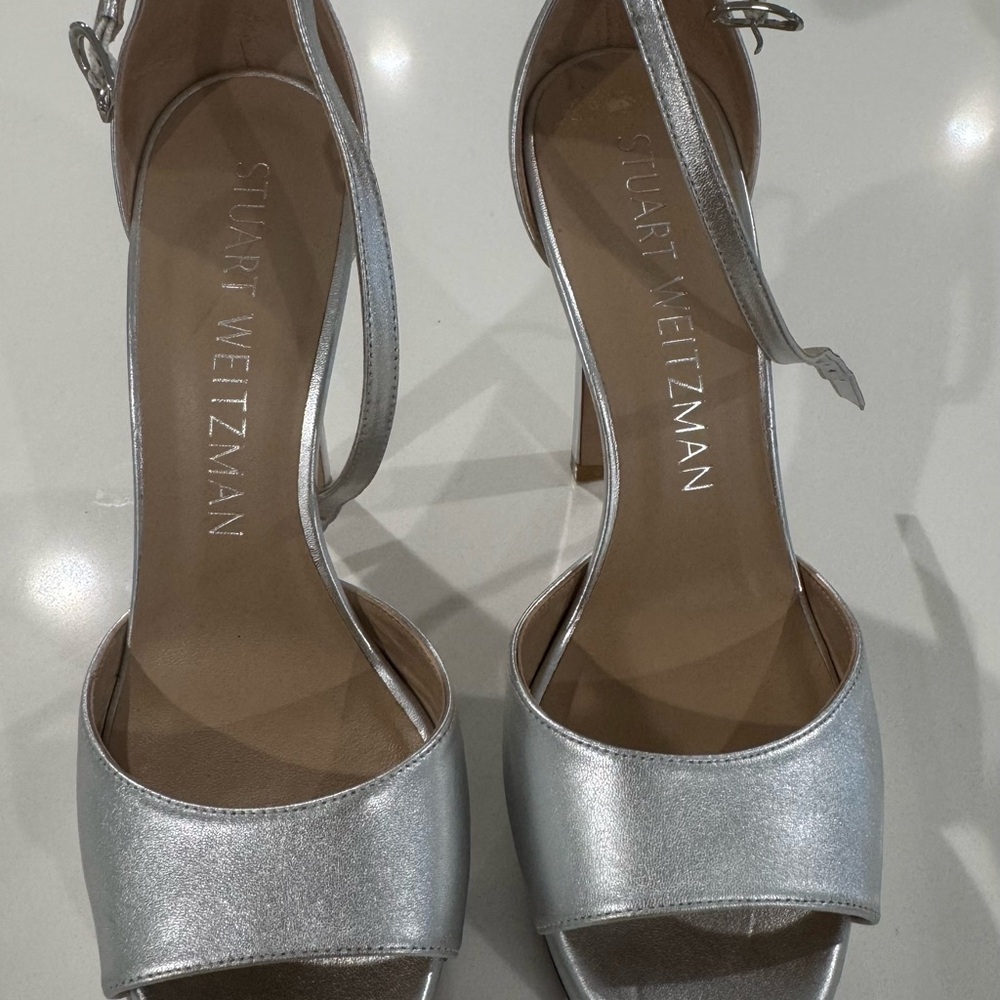 Stuart Weitzman Metallic Silver High Heels - Picture 11 of 12